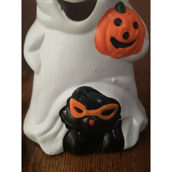 Halloween Ghost Pumpkin Black Cat Ceramic Candle Holder Jack O'Lantern No Box - Picture 3 of 14